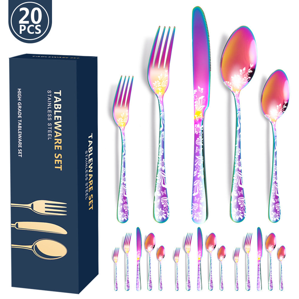 Wholesale Patterned Stainless Steel Tableware Sets